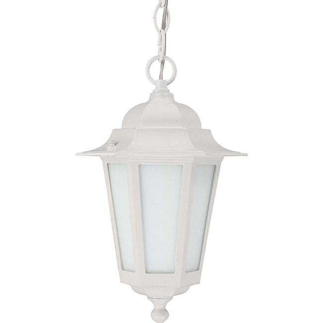 Cornerstone White With Satin White Glass 1 light Hanging Lantern