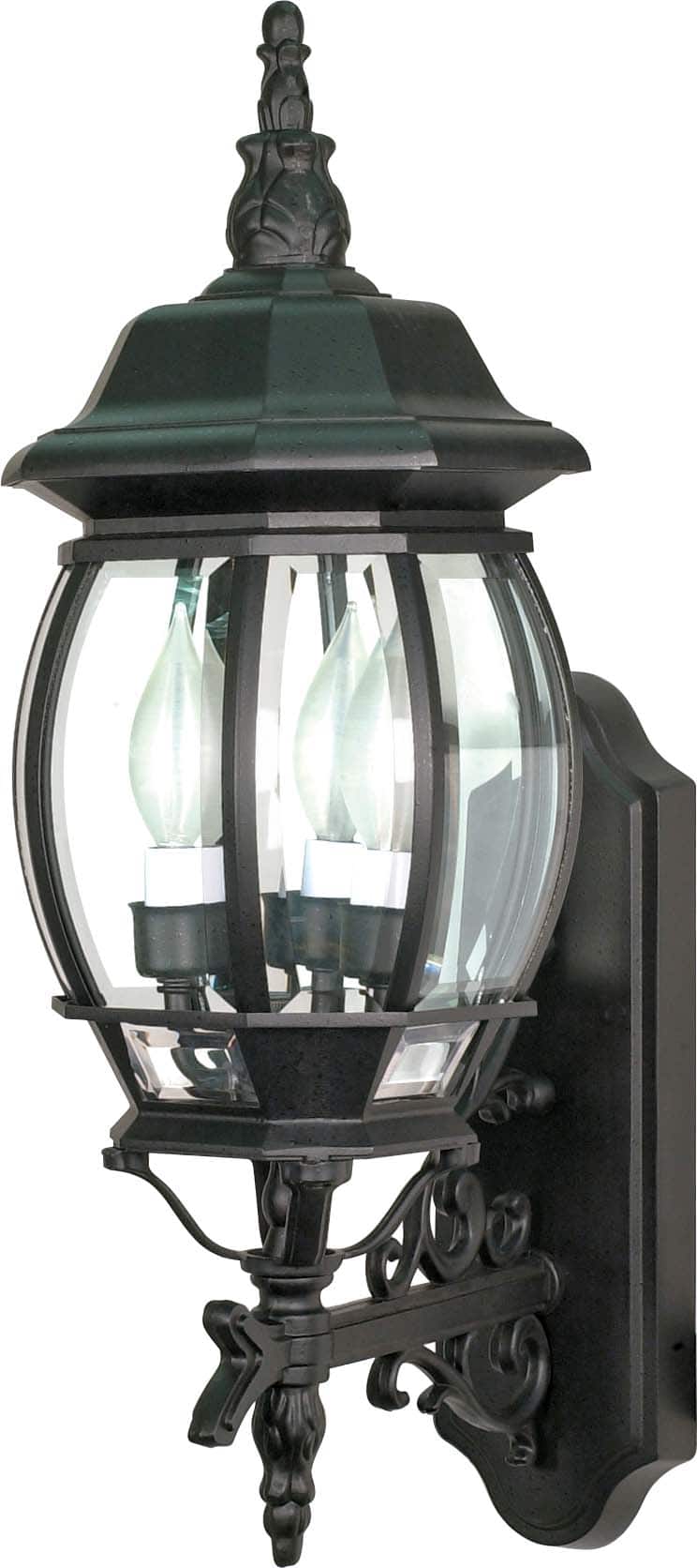 Central Park 3-light Textured Black/ Clear Wall Lantern