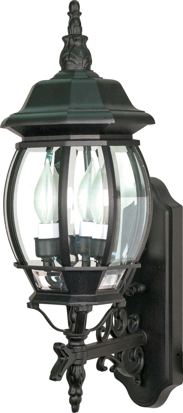 Central Park 3-light Textured Black/ Clear Wall Lantern