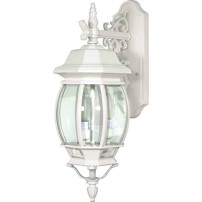 Central Park White with Clear Beveled Panels 3-light Wall Lantern
