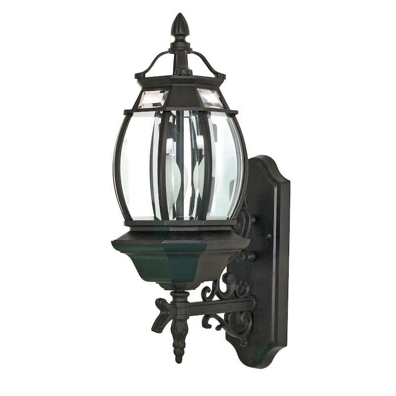 Central Park 3-light Textured Black/ Clear Outdoor Wall Lantern