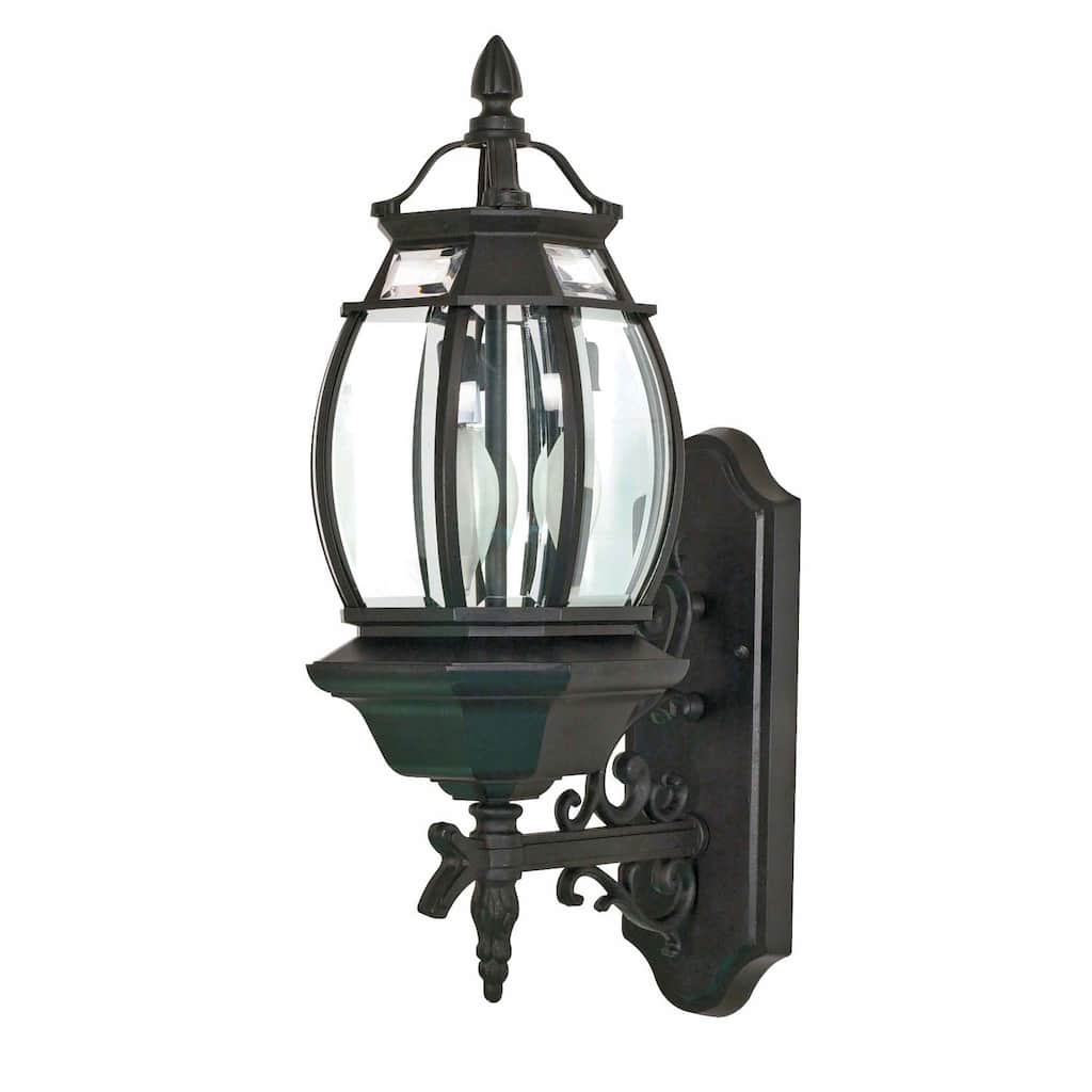 Central Park 3-light Textured Black/ Clear Outdoor Wall Lantern