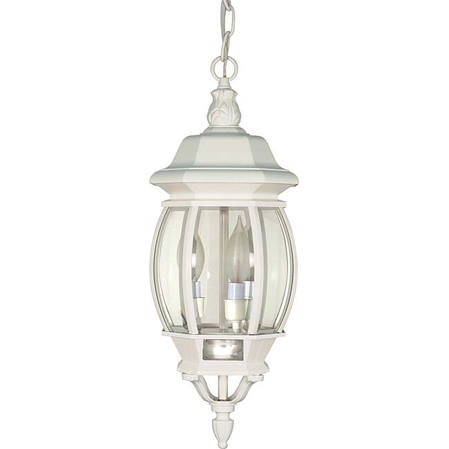Central Park White with Clear Beveled Panels 3-light Hanging Lantern