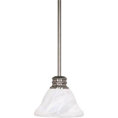 Empire Brushed Nickel with Alabaster Swirl 1-light Mini Pendant