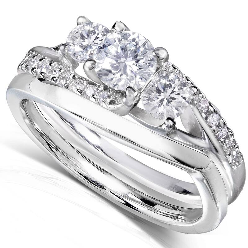Annello by Kobelli 14k Gold 1ct TDW Diamond Engagement Bridal Rings Set - 4 - White