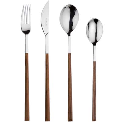 Red Vanilla Queen Sushi 24-Piece Mahogany-Resin Flatware Set