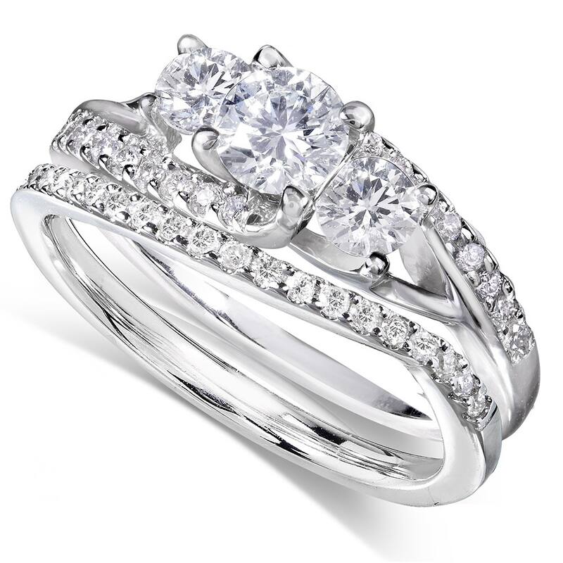 Annello 14k Gold 1 1/10ct TDW Diamond Bridal Rings Set