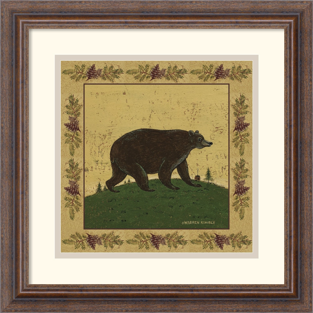 Framed Art Print 'Folk Bear' by Warren Kimble 16 x 16-inch - Bed Framed Art Print 'Folk Bear' by Warren Kimble 16 x 16-inch - Bed