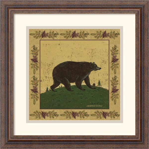 Framed Art Print 'Folk Bear' by Warren Kimble 16 x 16-inch - Bed