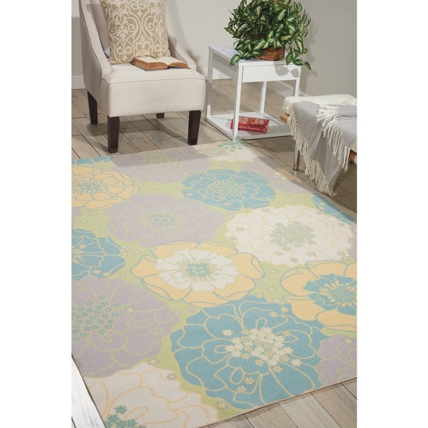 Nourison Home and Garden Green Floral Indoor/Outdoor Rug - 10' x 13'