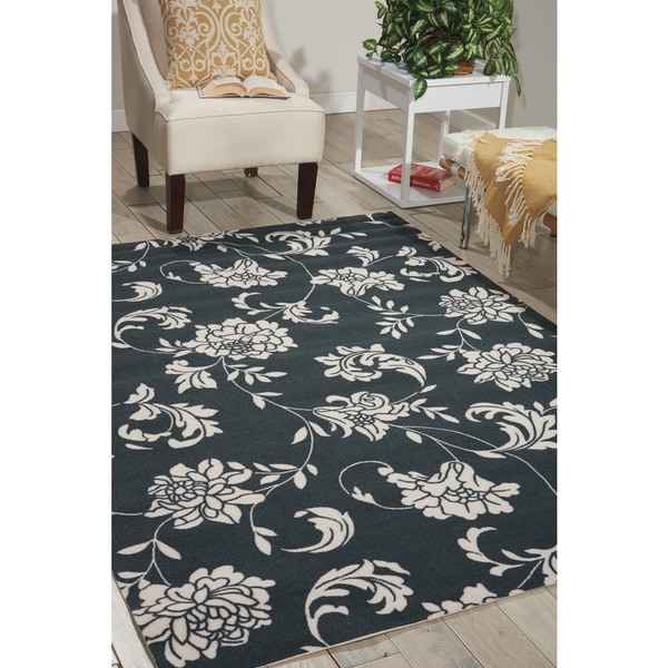 Nourison Home and Garden Black Indoor/Outdoor Rug - 7'9 x 10'10