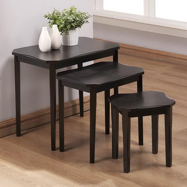 Cappuccino Cherry Veneer 3-piece Nesting Table Set