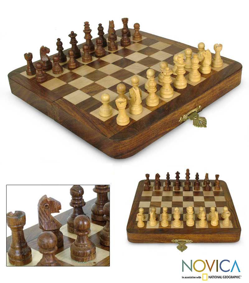 Sheesham Wood and Kadam Wood 'Traveling Strategist' Chess Set '(India)