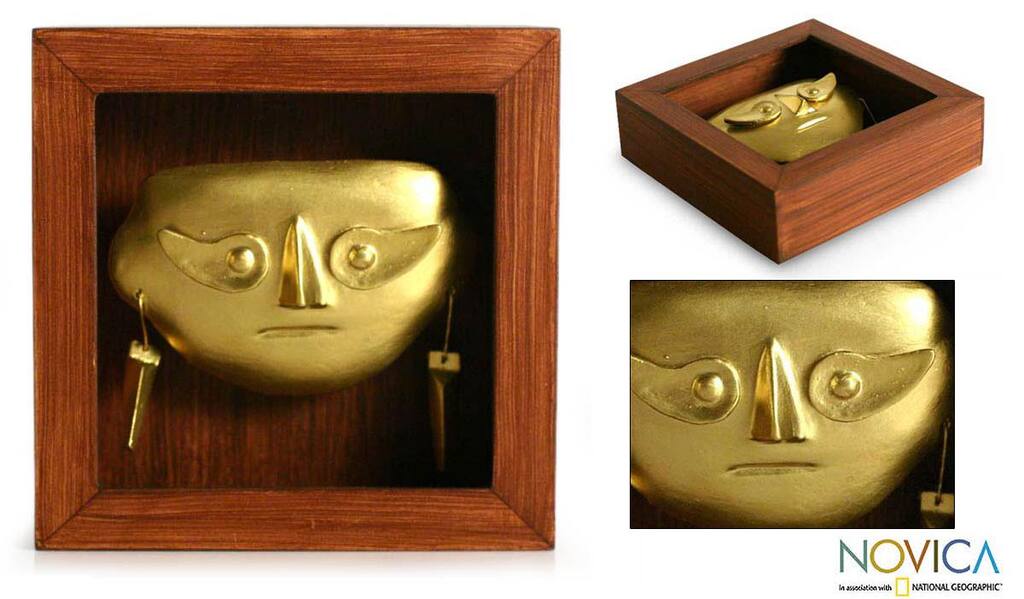 Handcrafted Papier Mache 'Lambayeque Mask' Shadow Box Mask (Peru)