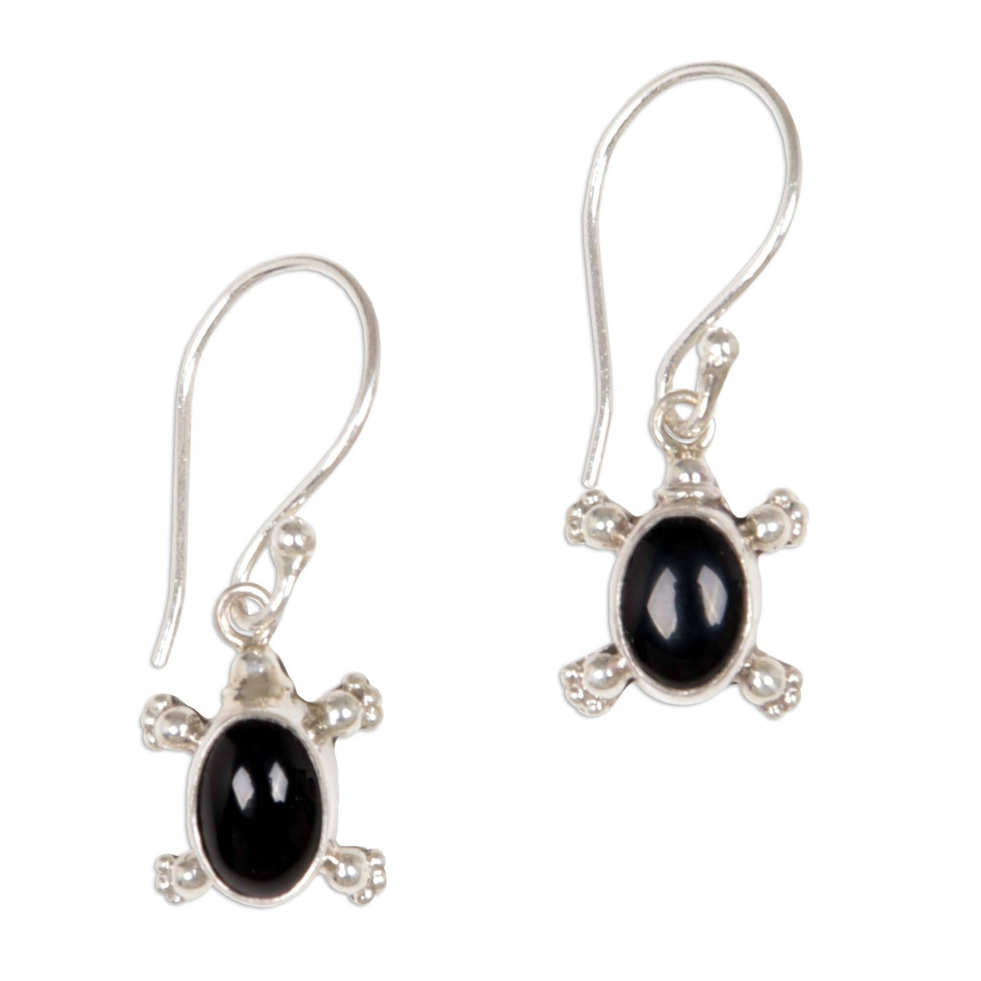 silver onyx earrings