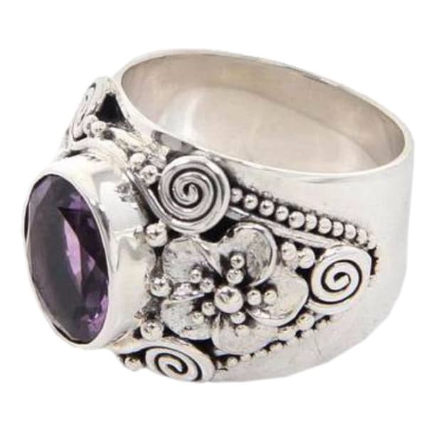 Shop Handmade Sterling Silver 'Lilac Frangipani' Amethyst Ring ...