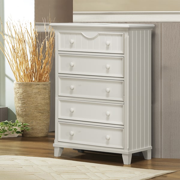 Shop Alderson Cottage White 5-drawer Beadboard Chest ...