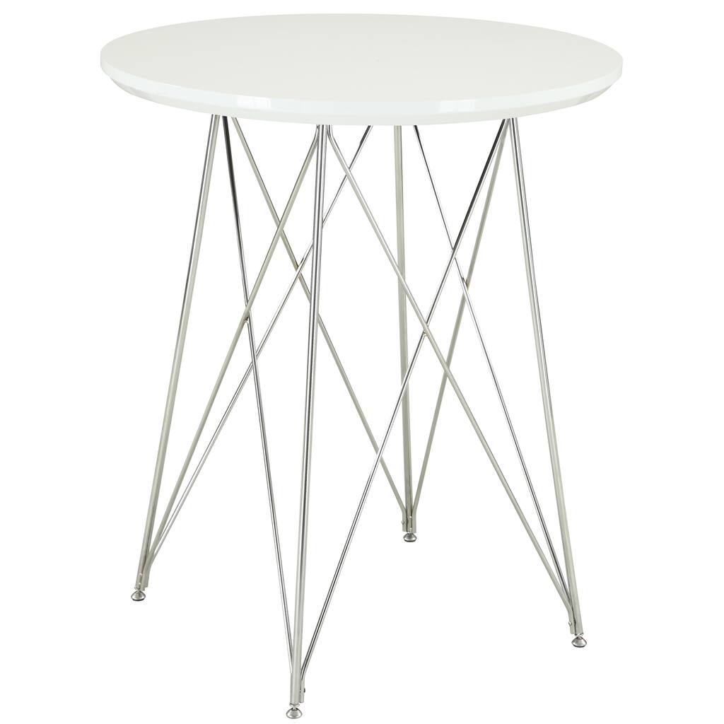 Glossy White and Chrome 36-inch Bar Table