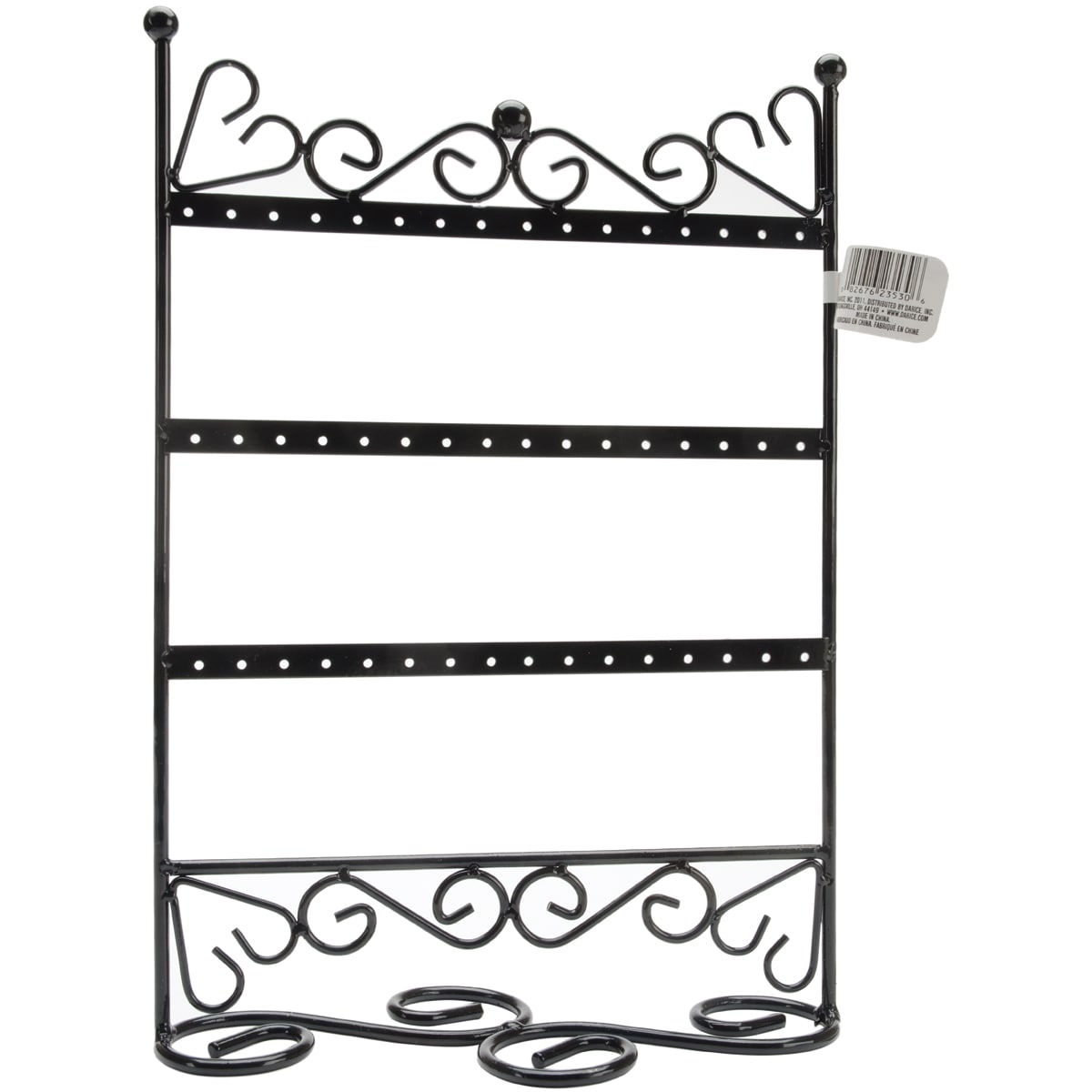 3 Tier Metal Earring Stand W/scroll 9x12x4 black