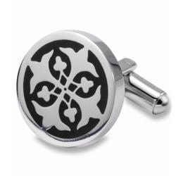 West Coast Jewelry Stainless Steel Black Resin Cross Design Cuff Links West Coast Jewelry Cuff Links