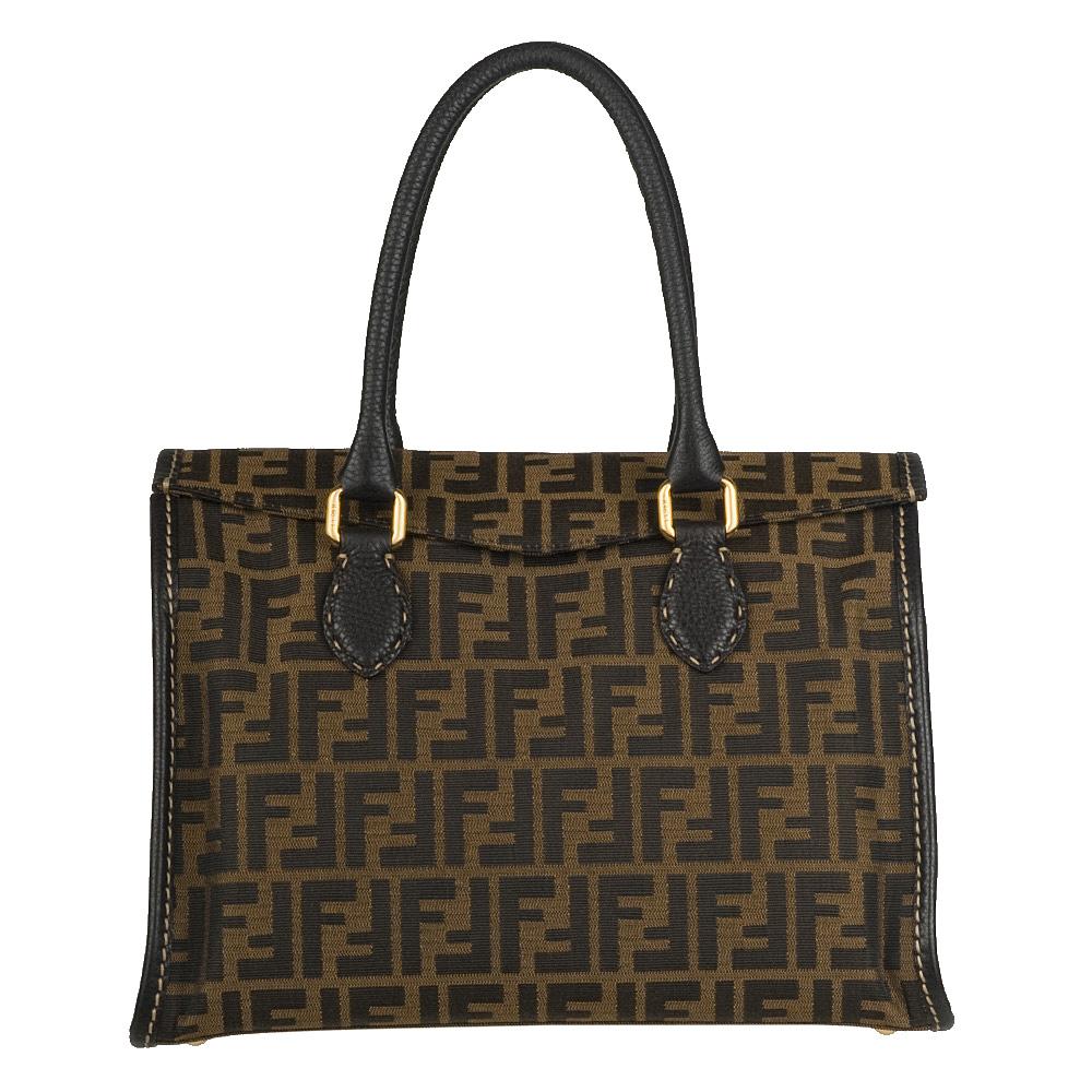 Fendi Zucca Brown Fabric Satchel  