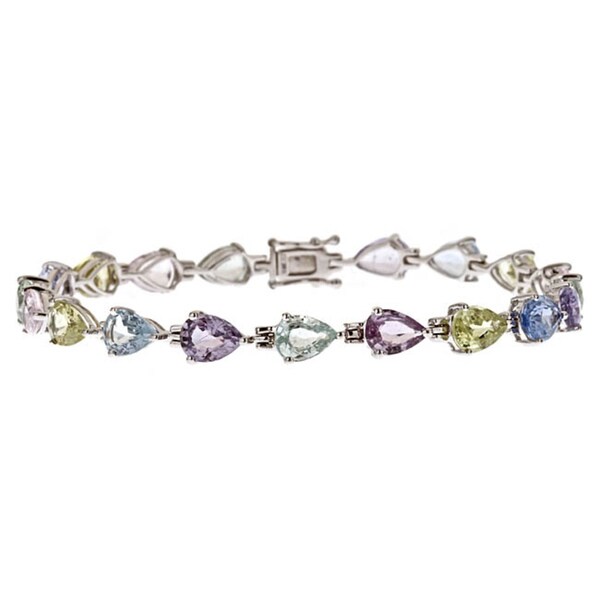 Shop 14k White Gold Multi-colored Sapphire Bracelet - On Sale - Free Shipping Today - Overstock ...