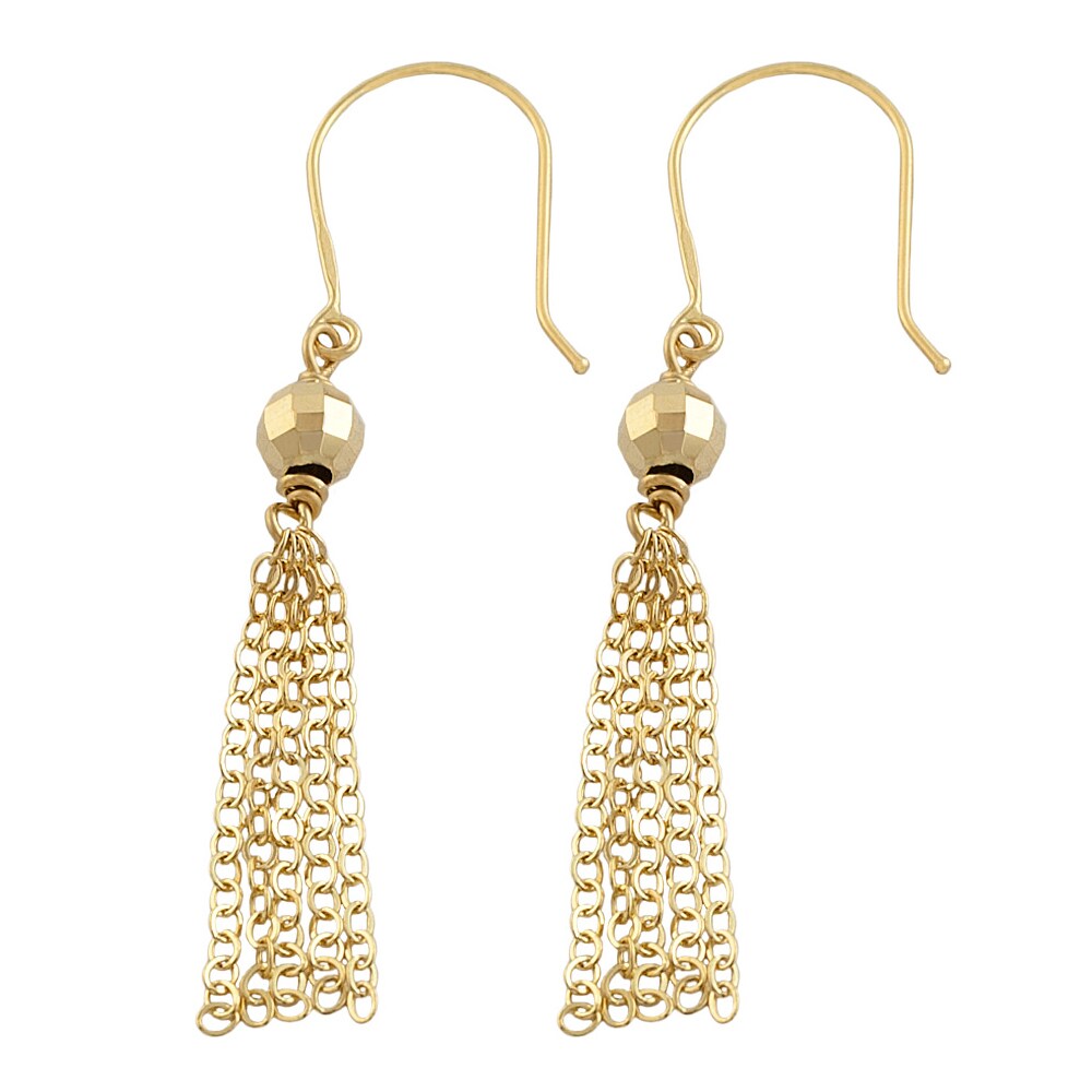 14-karat Yellow-gold Diamond-cut Bead Tassel Dangle Earrings - 14335320 ...