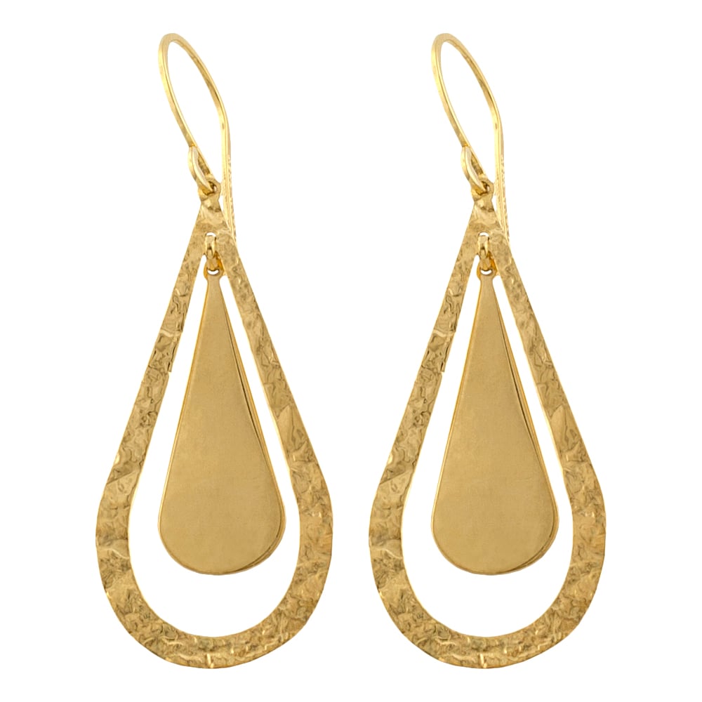 Shop Fremada 14k Yellow Gold Polished  Hammered Teardrop Dangle 