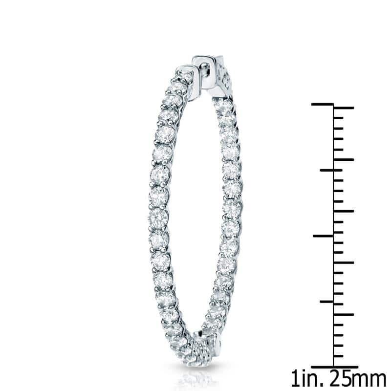 Auriya 14k Gold 2 carat TW Inside-out Diamond Hoop Earrings-30 mm (1.18-inch)