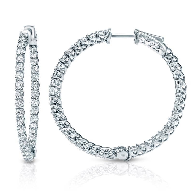 Auriya 14k Gold 2 carat TW Inside-out Diamond Hoop Earrings-30 mm (1.18-inch)
