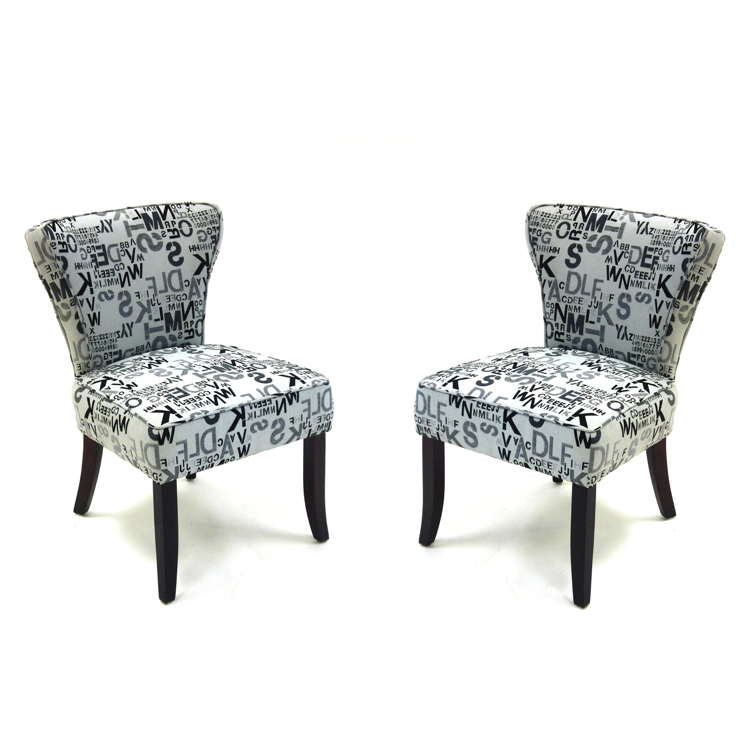 Modern Letters Accent Chairs in Alpha Letters Fabric (Set of 2) - Free Shipping Today ...