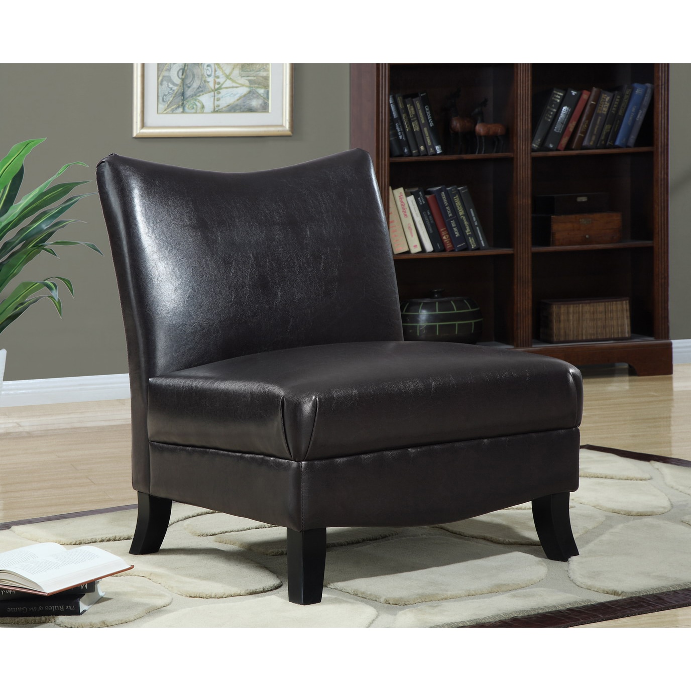 Dark Brown LeatherLook Accent Chair Free Shipping Today
