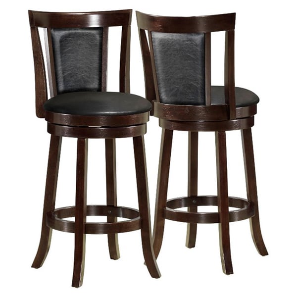 Black/Cappuccino Wood 43 inch Swivel Barstool 2 piece Monarch Bar Stools