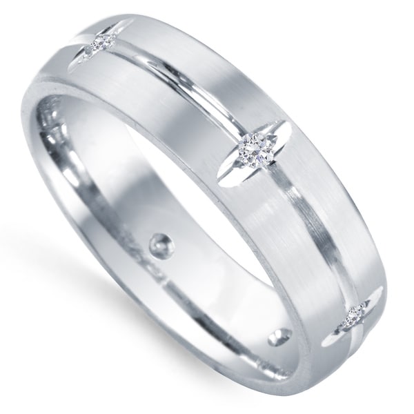 Shop 14k White Gold Men s 1 8ct TDW Diamond Wedding  Band  