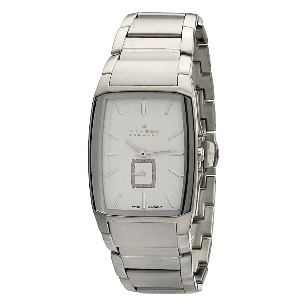 Skagen Men's Black Label Rectangle Stainless Steel Link Watch