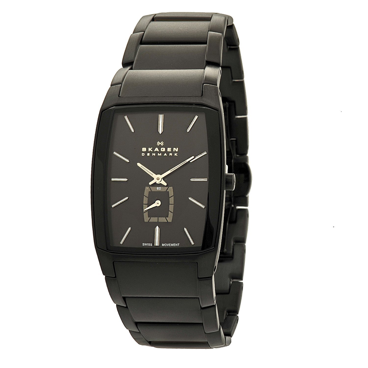 Skagen Mens 984XLBXB Black Label Rectangle Link Bracelet Watch