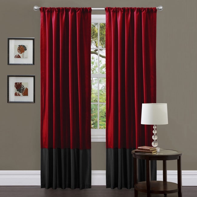 Red /black Milione Fiori 84 Curtain Panel Pair (Red/ blackCurtain style Window panelConstruction Rod pocketPocket measures 3 inchesDimensions 42 inches wide x 84 inches longTiebacks included NoEnergy saverMaterials 100 percent faux silk polyesterCar