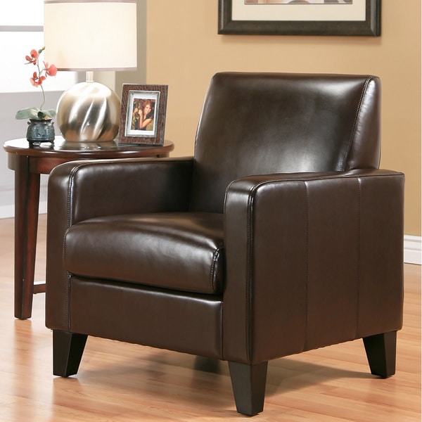 Abbyson Living Frankfurt Dark Brown Leather Armchair Abbyson Living Chairs