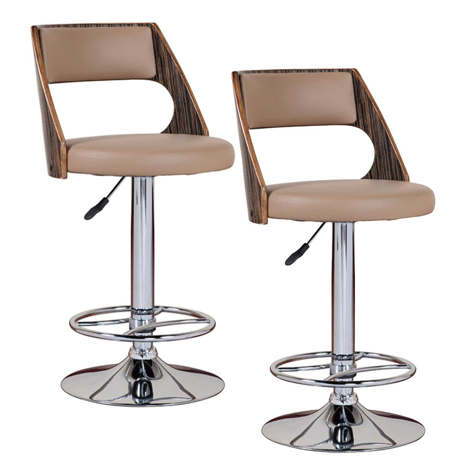 Saddle Bentback Adjustable Swivel Stool With Mocha Highlights (set Of 2)