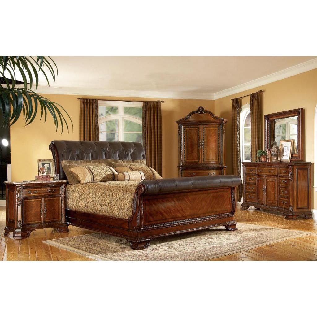 A.R.T. Furniture Old World King-size 4-piece Wood/ Leather ...