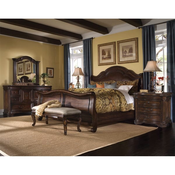 A.R.T. Furniture Coronado King-size 4-piece Wood/ Leather Bedroom Set ...