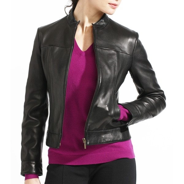 Shop Women's Black Lambskin Leather Jacket - Free Shipping Today ...