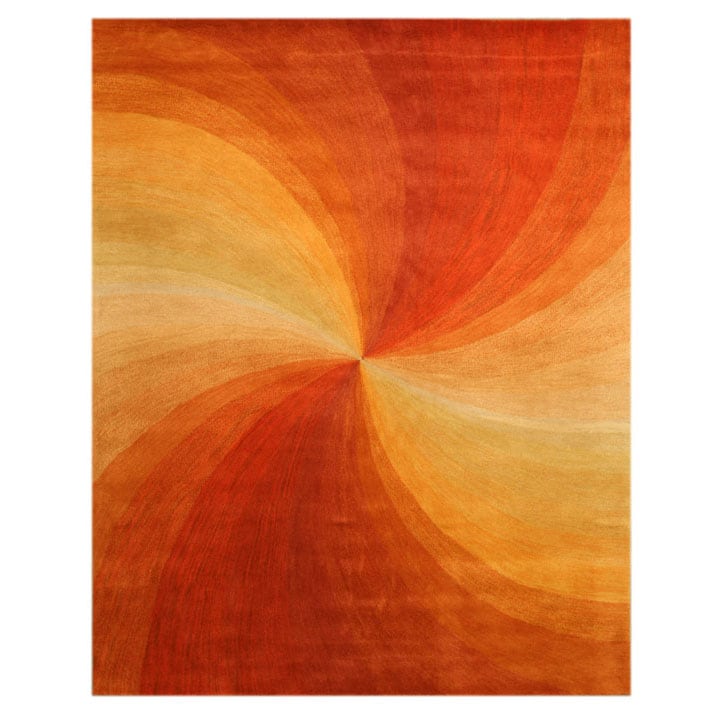 Hand tufted Swirl Red Wool Rug (89 X 119)