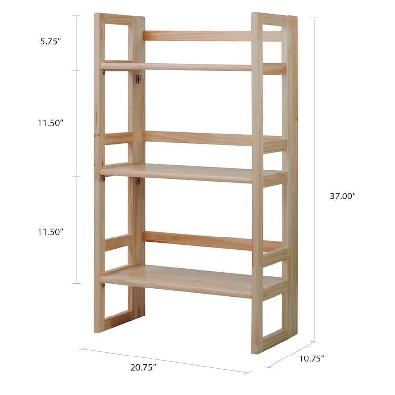 3-Shelf Folding Student 20.75-inch Wide Bookcase