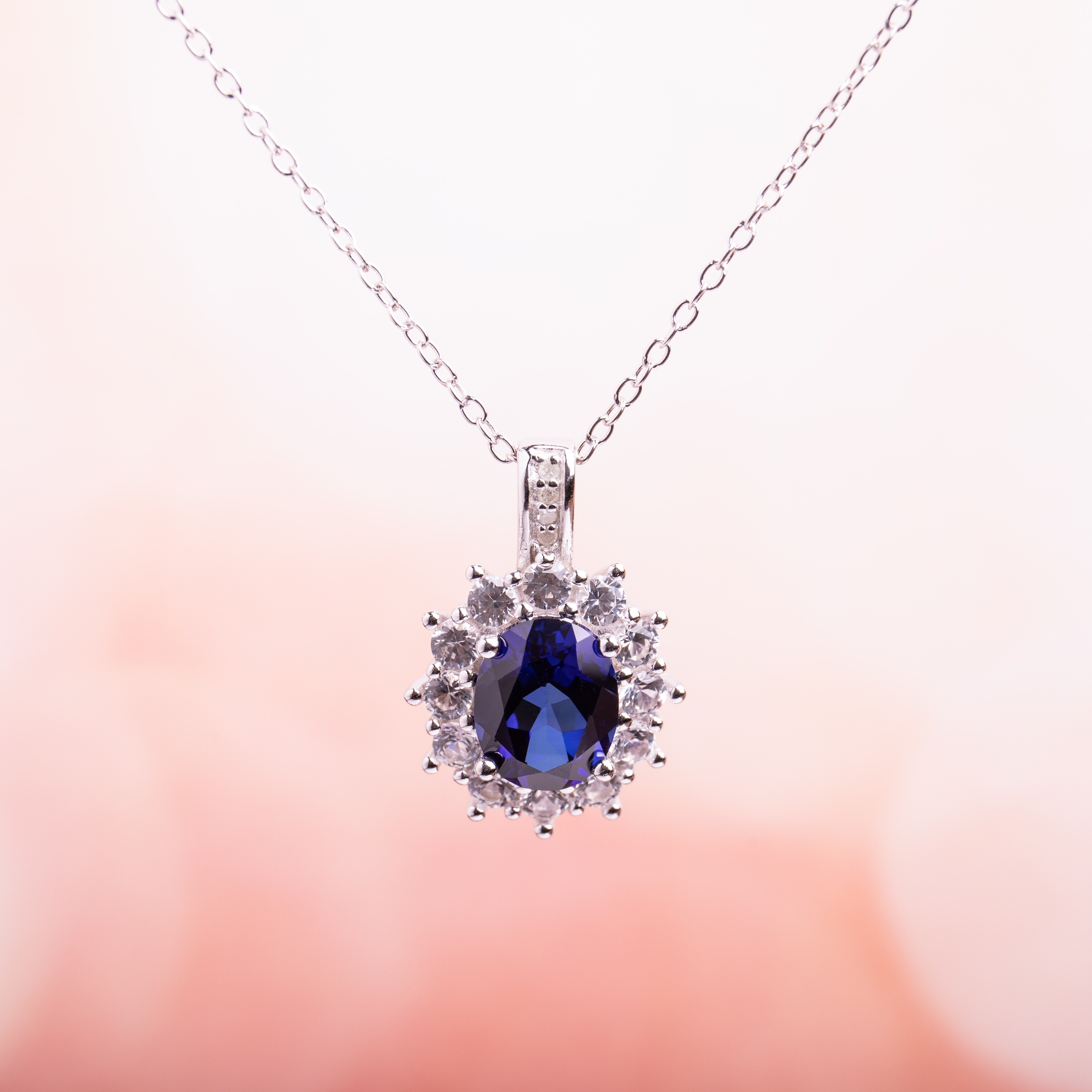 sterling silver sapphire necklace