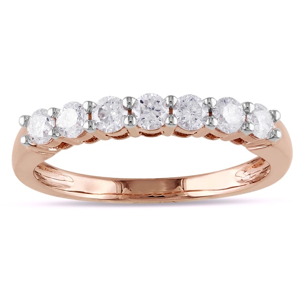 Miadora 14k Pink Gold 1/2ct TDW Certified Diamond Anniversary Ring (G H, I1 I2) Miadora Women's Wedding Bands