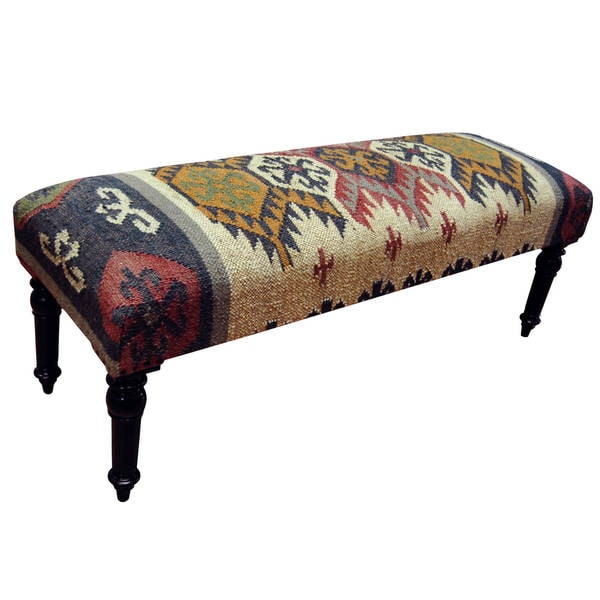 Shop Herat Oriental Handmade Kilim Upholstered Bench (India) Free