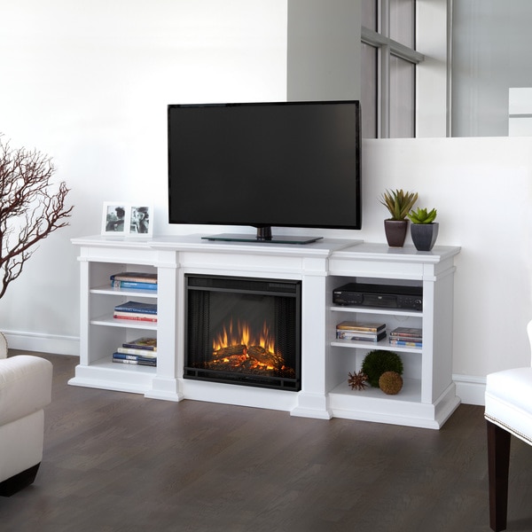 Shop Fresno Media Electric Fireplace In White Ships To Canada