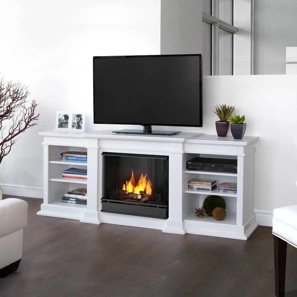 Fresno Entertainment Center Gel Fuel White Fireplace by Real Flame