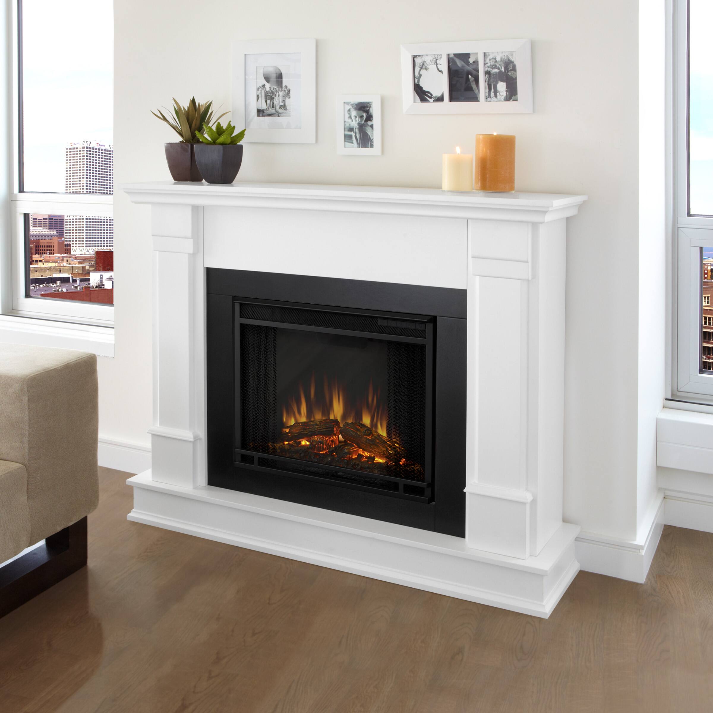 Silverton Electric Fireplace White By Real Flame 48lx13wx41h